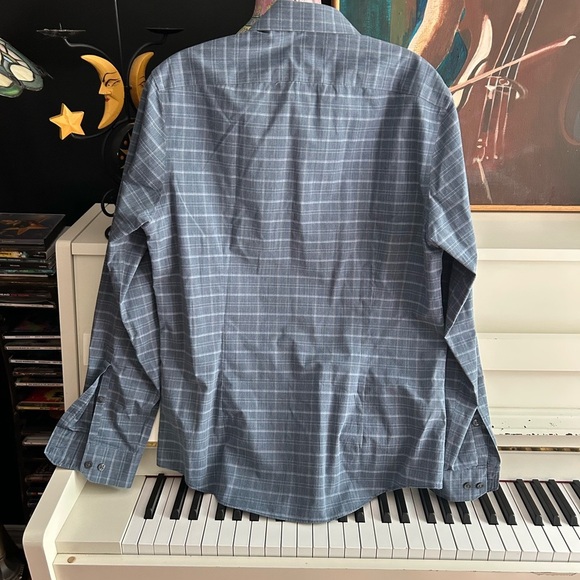 DKNY Men's Gray Checkered Button-Down Shirt 15.5 - Picture 5 of 13